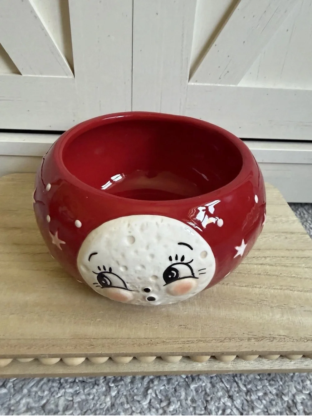 Johanna Parker Red Luna Moon Man bowl Patriotic Valentines Day HTF